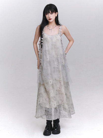 LADYGHOST Ethereal White Spaghetti Strap Loose Beach Women&