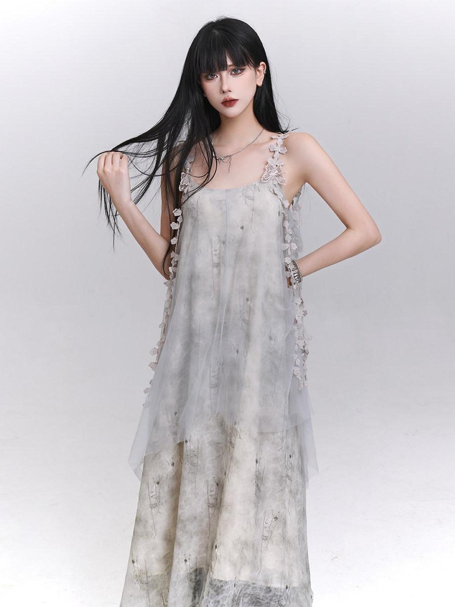 LADYGHOST Ethereal White Spaghetti Strap Loose Beach Women&
