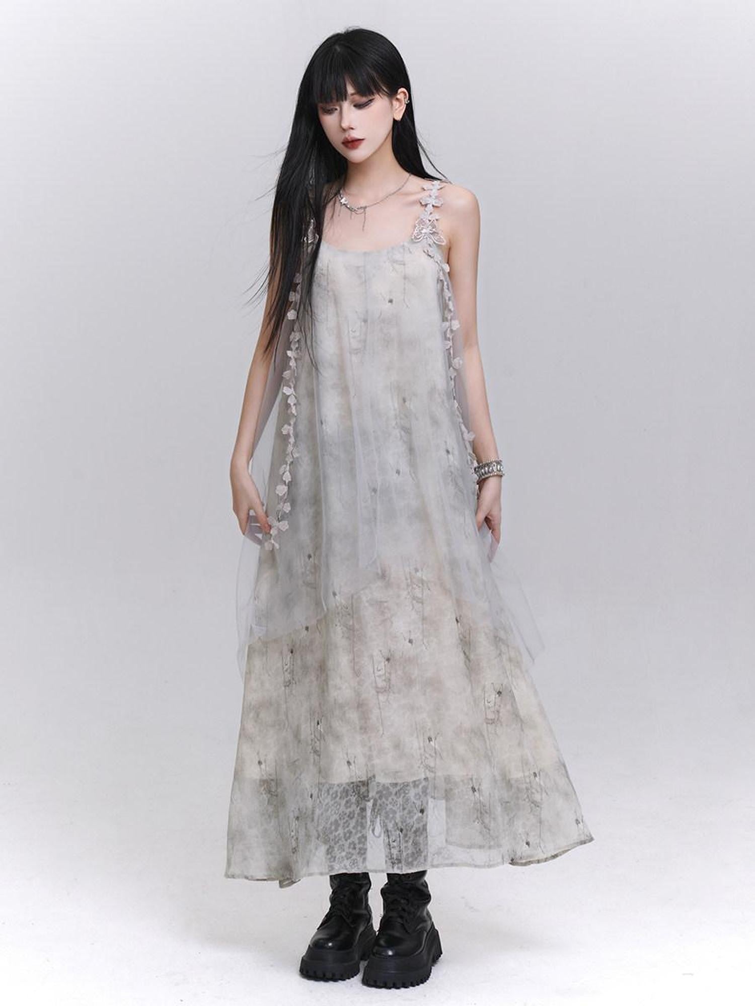 LADYGHOST Ethereal White Spaghetti Strap Loose Beach Women&