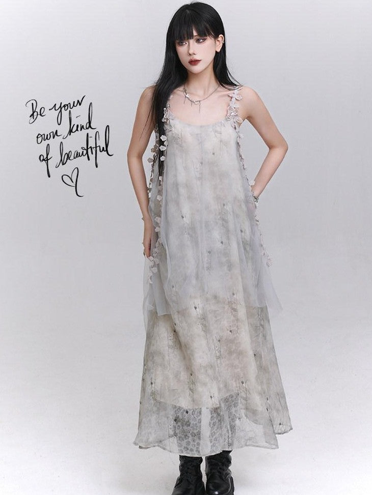 LADYGHOST Ethereal White Spaghetti Strap Loose Beach Women&