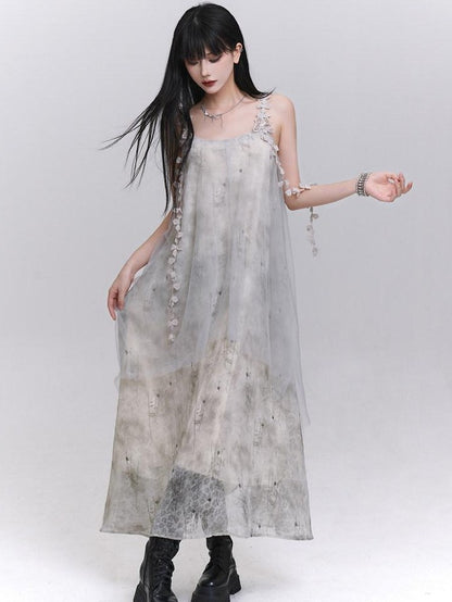 LADYGHOST Ethereal White Spaghetti Strap Loose Beach Women&
