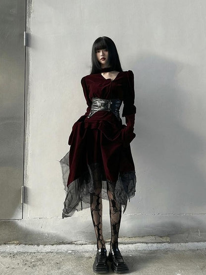 LADYGHOST Ghost Girl Asymmetrical Gothic Red Women&