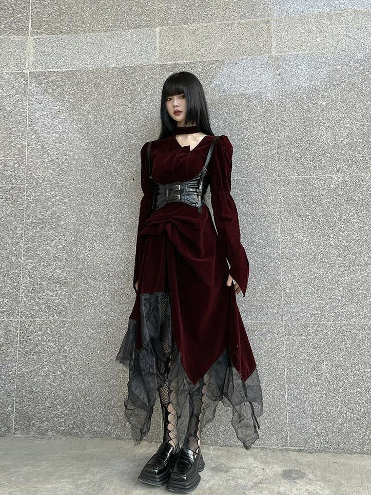 LADYGHOST Ghost Girl Asymmetrical Gothic Red Women&