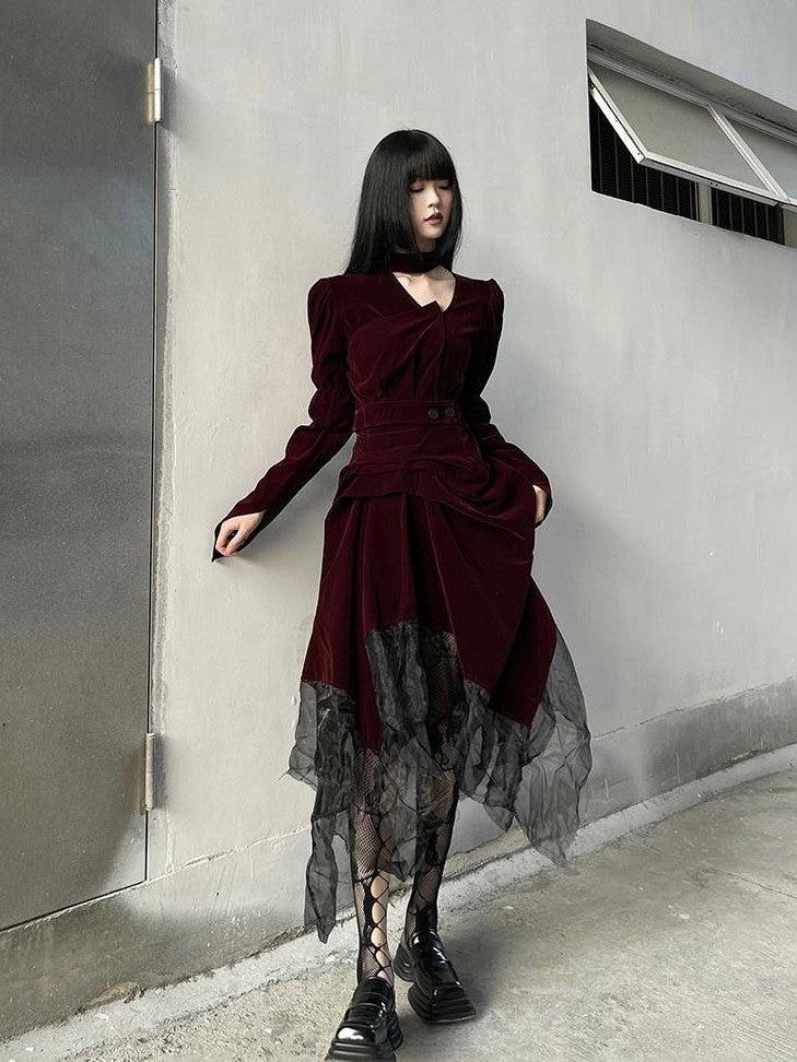 LADYGHOST Ghost Girl Asymmetrical Gothic Red Women&