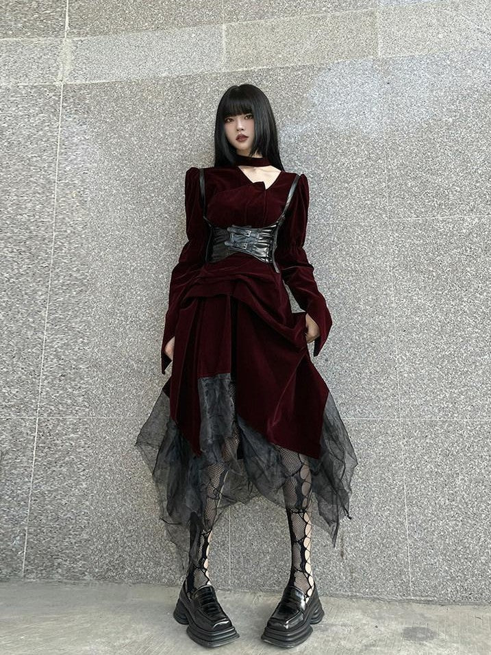 LADYGHOST Ghost Girl Asymmetrical Gothic Red Women&