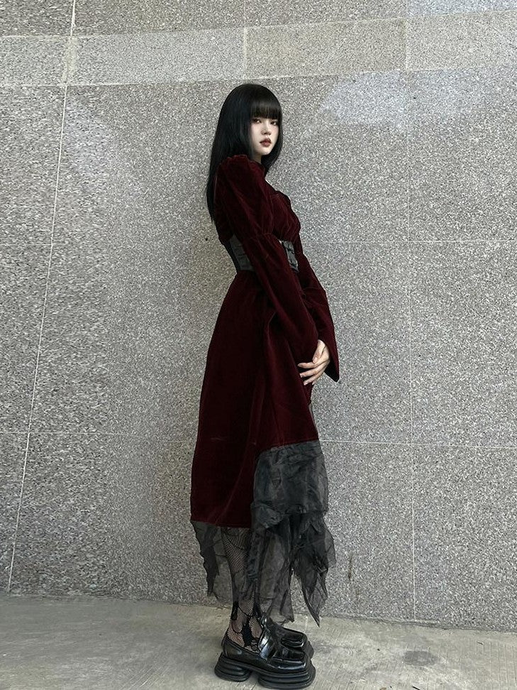 LADYGHOST Ghost Girl Asymmetrical Gothic Red Women&