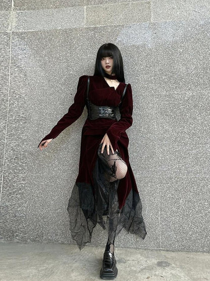 LADYGHOST Ghost Girl Asymmetrical Gothic Red Women&