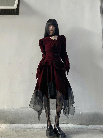 LADYGHOST Ghost Girl Asymmetrical Gothic Red Women&