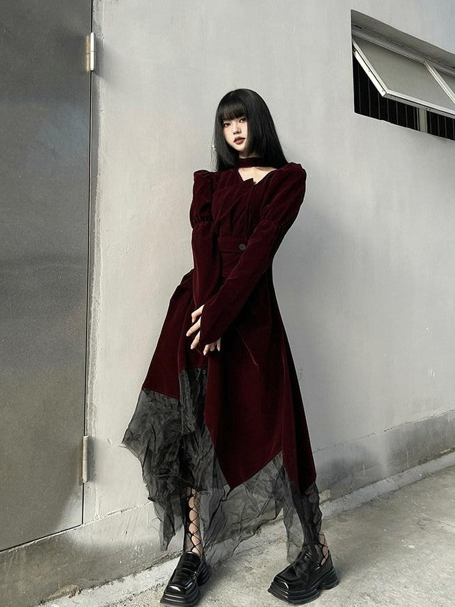 LADYGHOST Ghost Girl Asymmetrical Gothic Red Women&