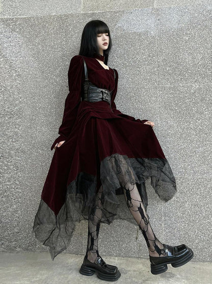 LADYGHOST Ghost Girl Asymmetrical Gothic Red Women&