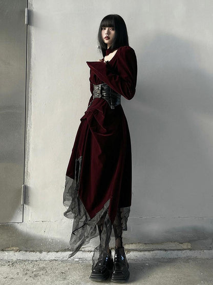 LADYGHOST Ghost Girl Asymmetrical Gothic Red Women&