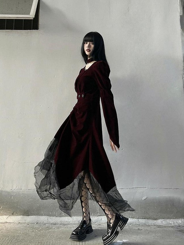 LADYGHOST Ghost Girl Asymmetrical Gothic Red Women&