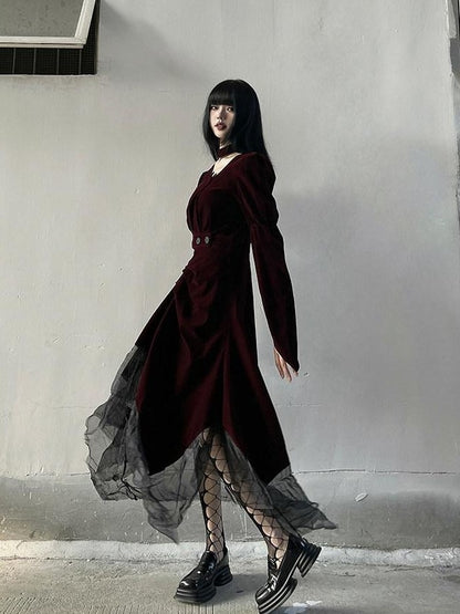 LADYGHOST Ghost Girl Asymmetrical Gothic Red Women&