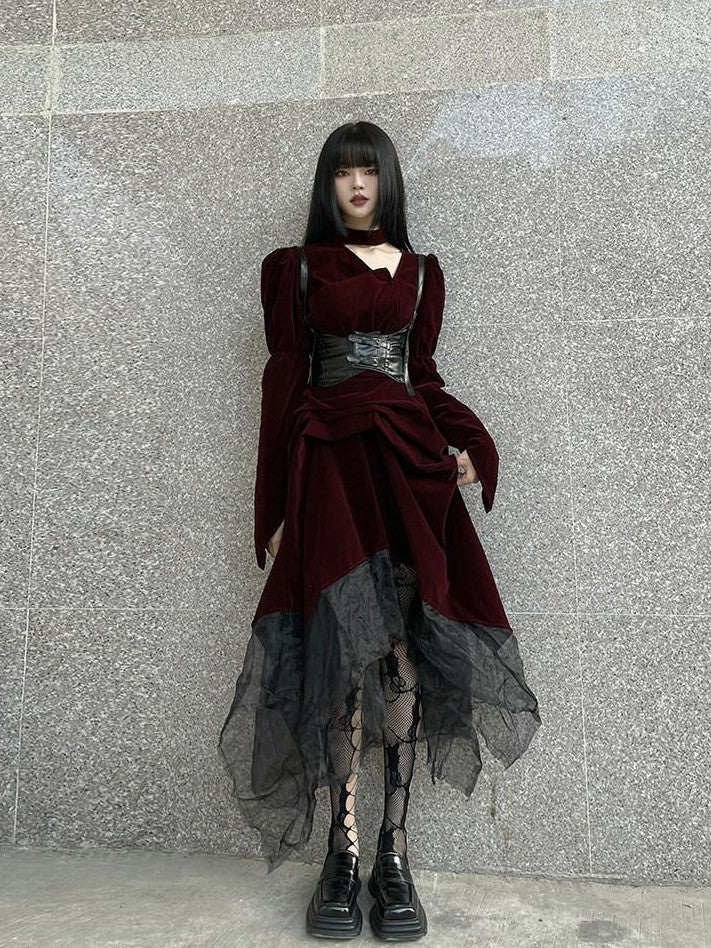 LADYGHOST Ghost Girl Asymmetrical Gothic Red Women&
