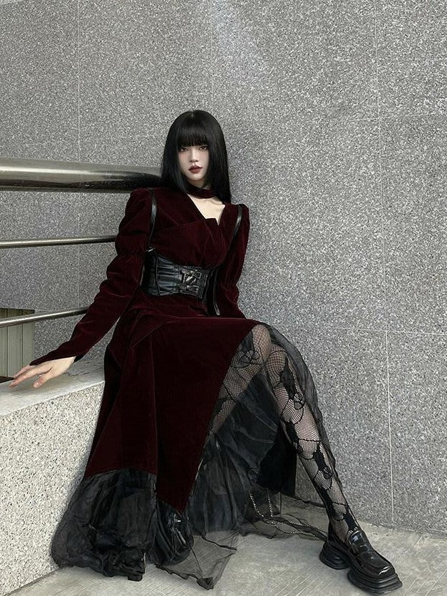 LADYGHOST Ghost Girl Asymmetrical Gothic Red Women&