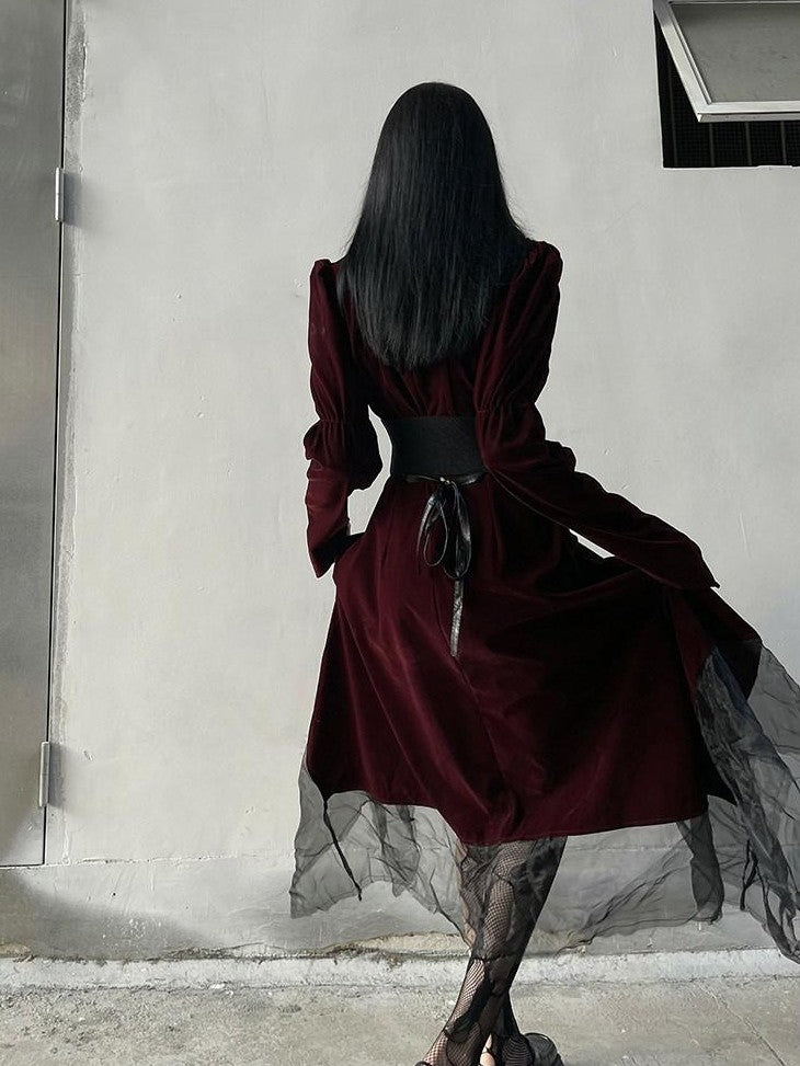 LADYGHOST Ghost Girl Asymmetrical Gothic Red Women&