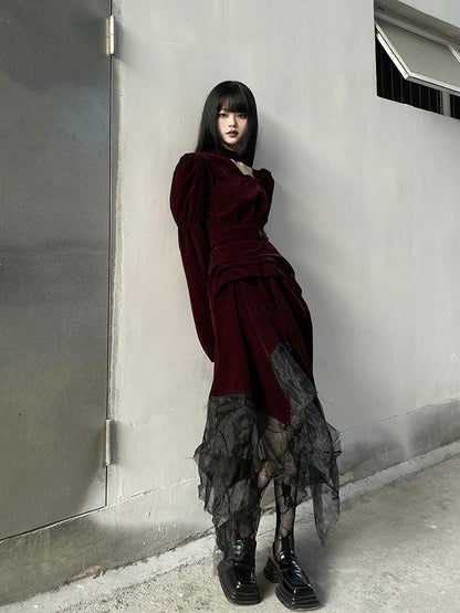 LADYGHOST Ghost Girl Asymmetrical Gothic Red Women&