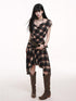 LADYGHOST Ghost Girl Asymmetrical Plaid One Shoulder Women&