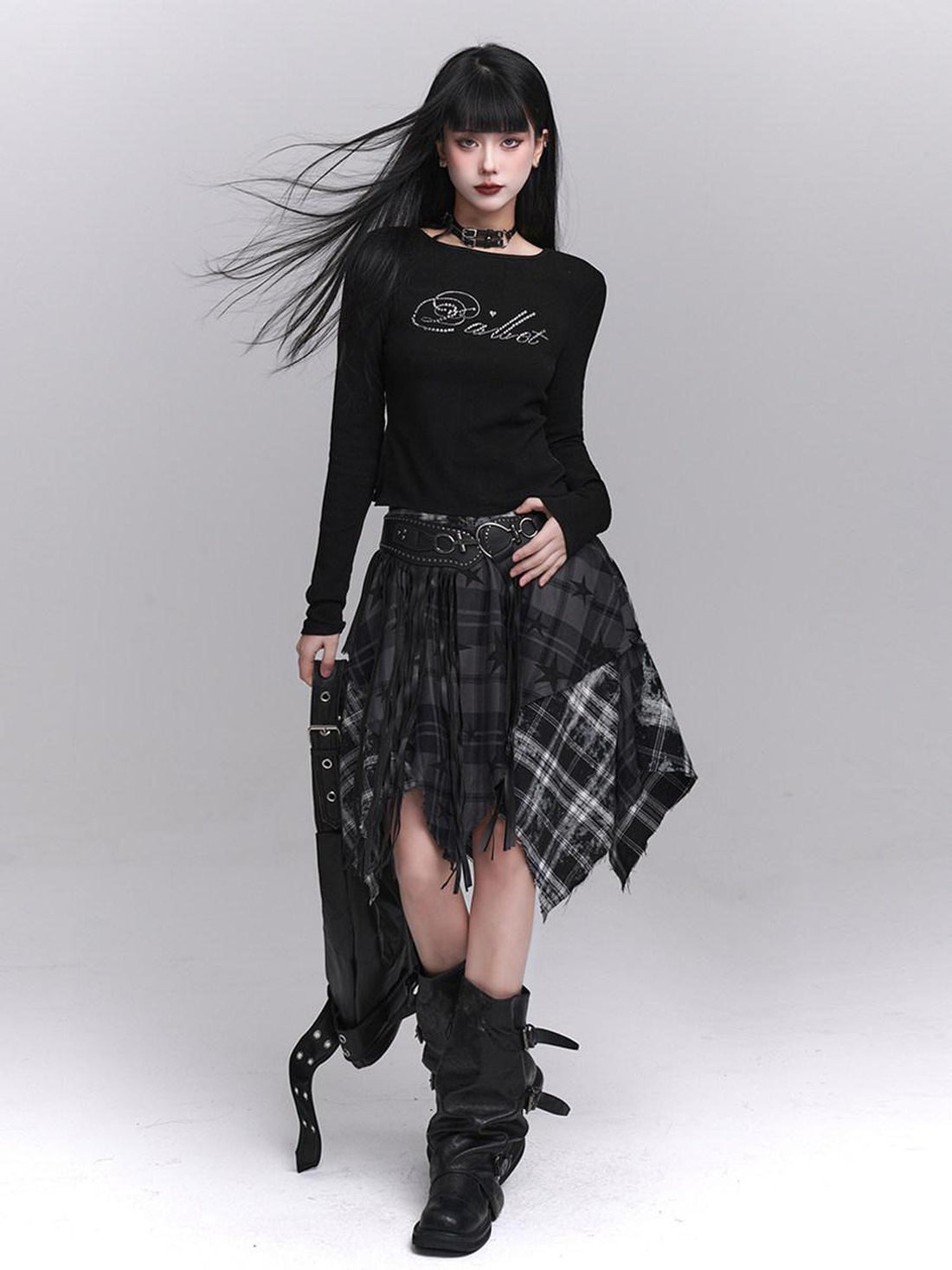 LADYGHOST Ghost Girl Backless Rhinestone Slim Fit Women&