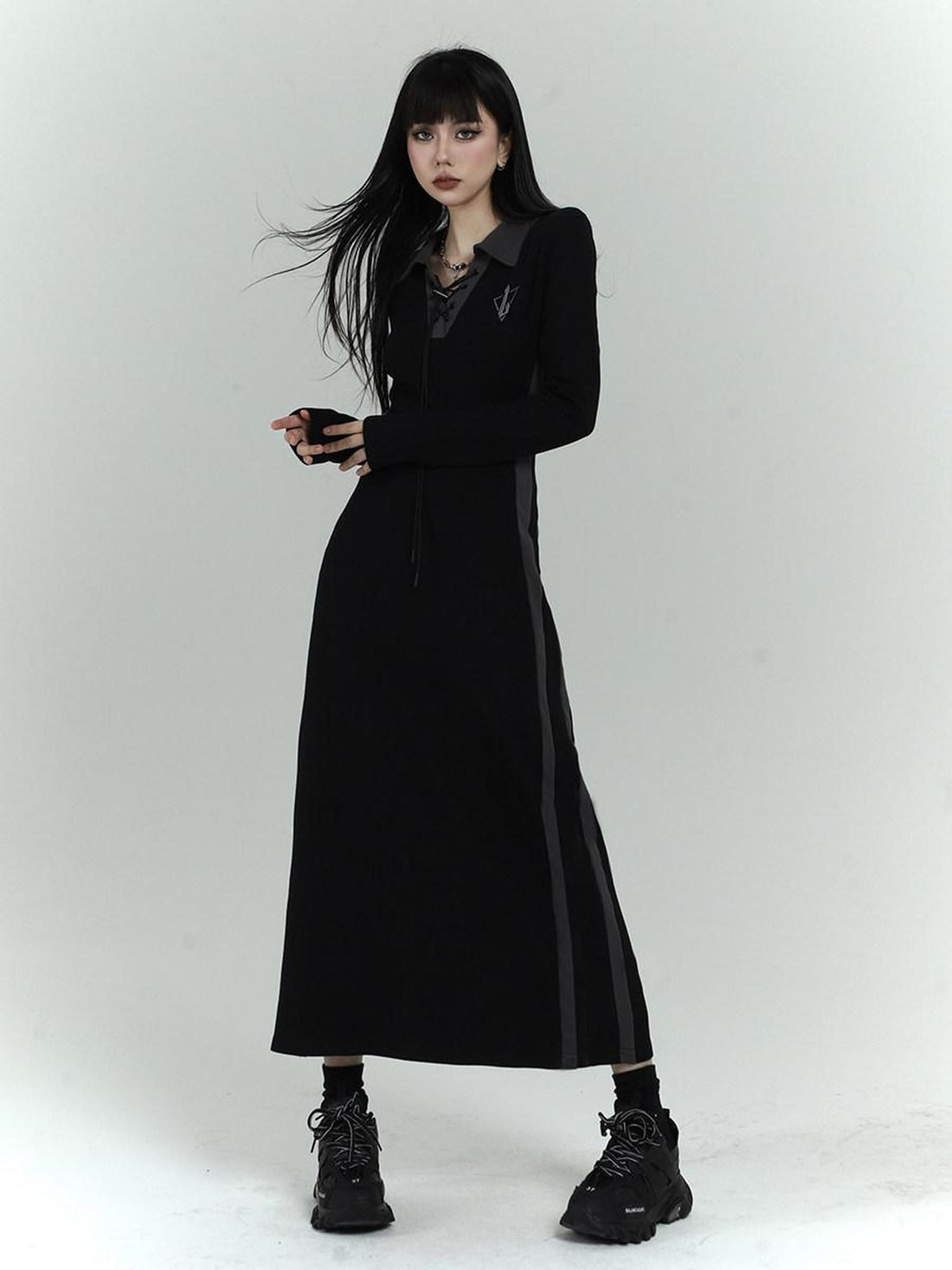 LADYGHOST Ghost Girl Black Long Sleeve Polo Sweatshirt Women&