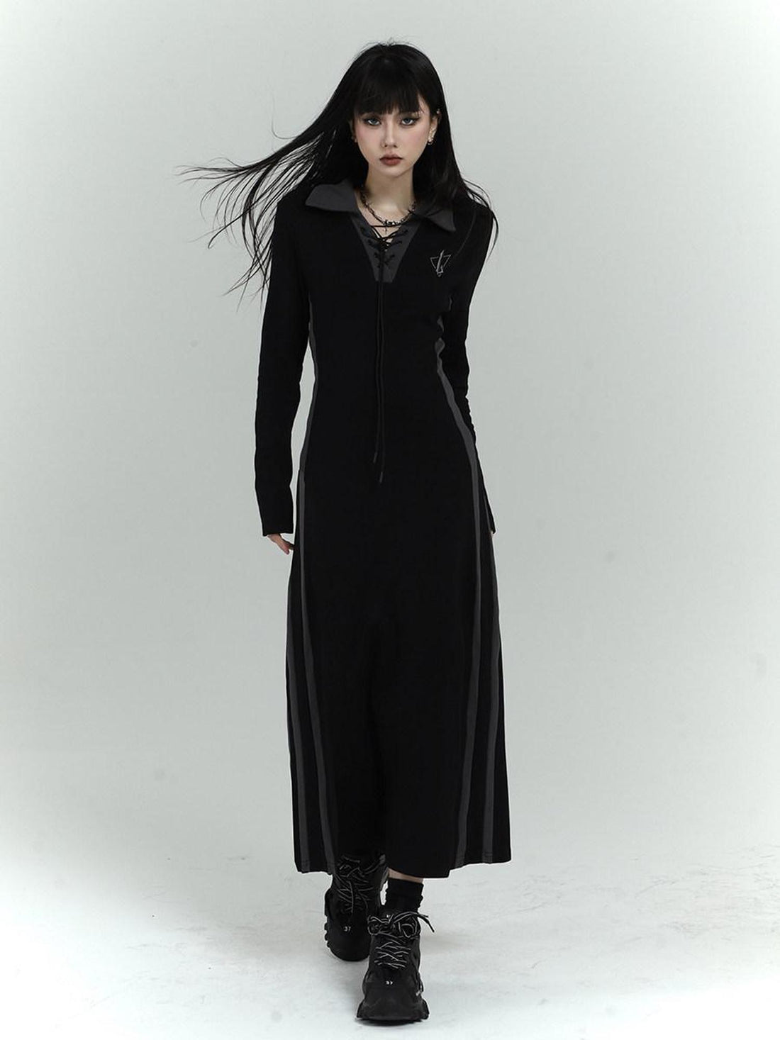 LADYGHOST Ghost Girl Black Long Sleeve Polo Sweatshirt Women&