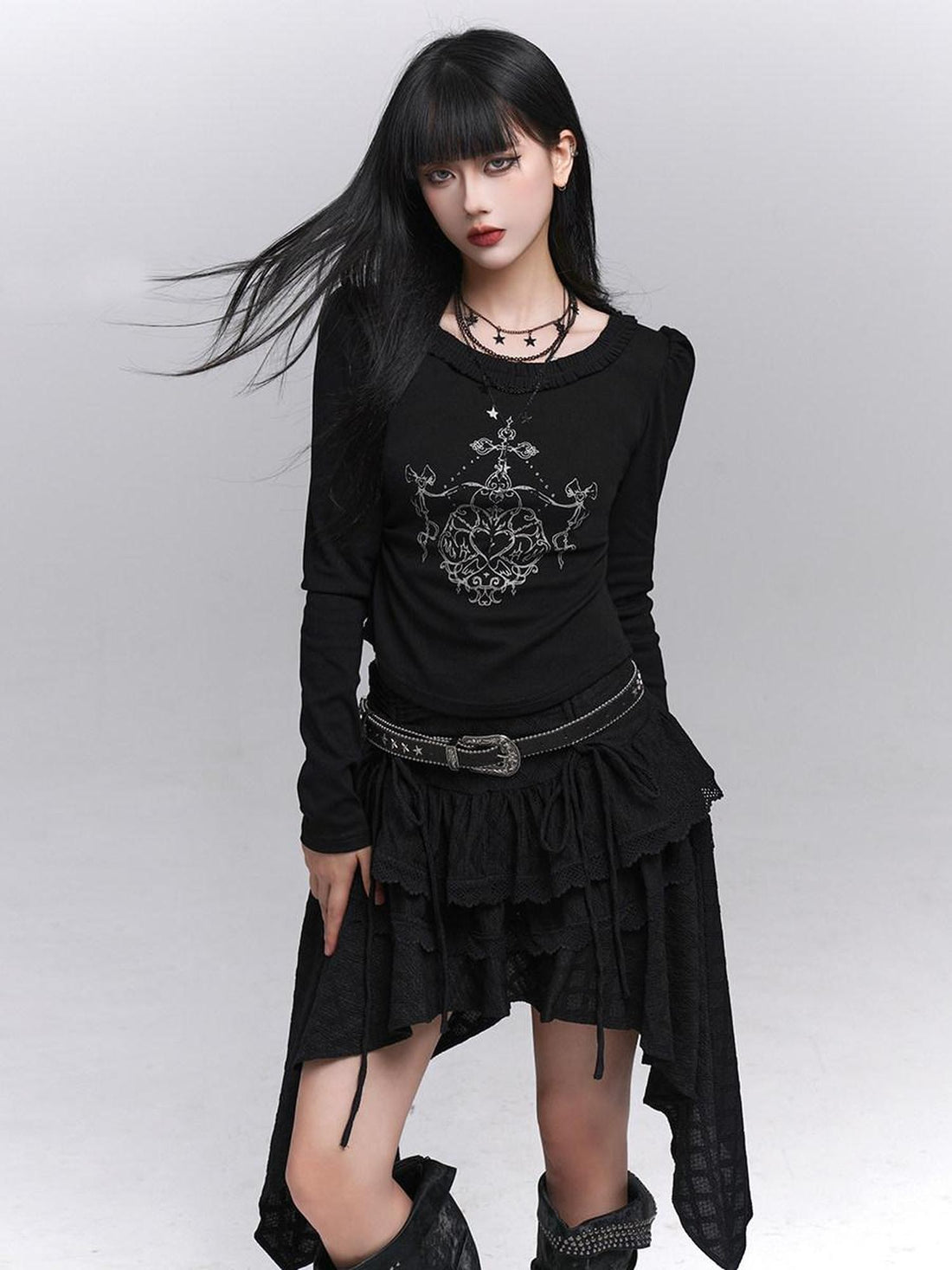 LADYGHOST Ghost Girl Black Slim Gothic Subculture Dark Women&
