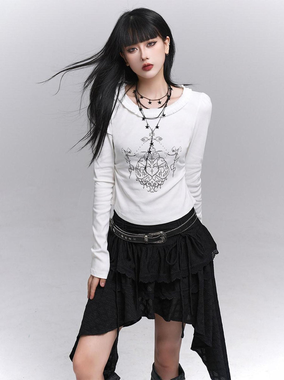 LADYGHOST Ghost Girl Black Slim Gothic Subculture Dark Women&
