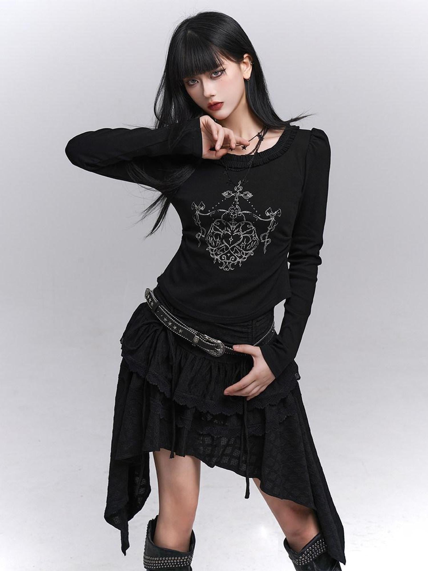 LADYGHOST Ghost Girl Black Slim Gothic Subculture Dark Women&