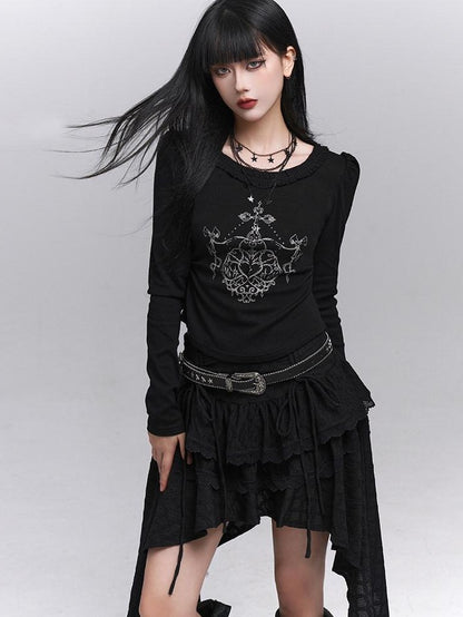 LADYGHOST Ghost Girl Black Slim Gothic Subculture Dark Women&
