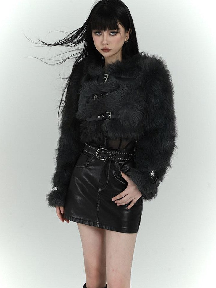 LADYGHOST Ghost Girl Cropped Faux Fox Plush Women&