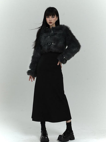 LADYGHOST Ghost Girl Cropped Faux Fox Plush Women&
