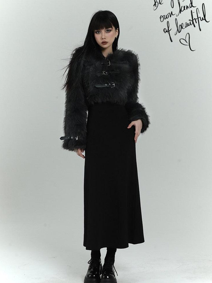 LADYGHOST Ghost Girl Cropped Faux Fox Plush Women&