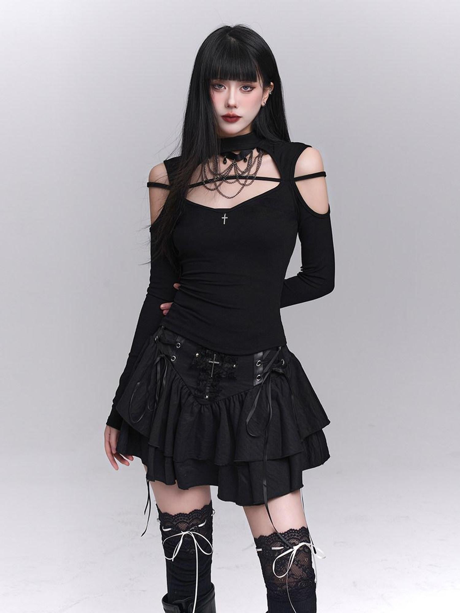 LADYGHOST Ghost Girl Cross Chain Gothic Punk Women&