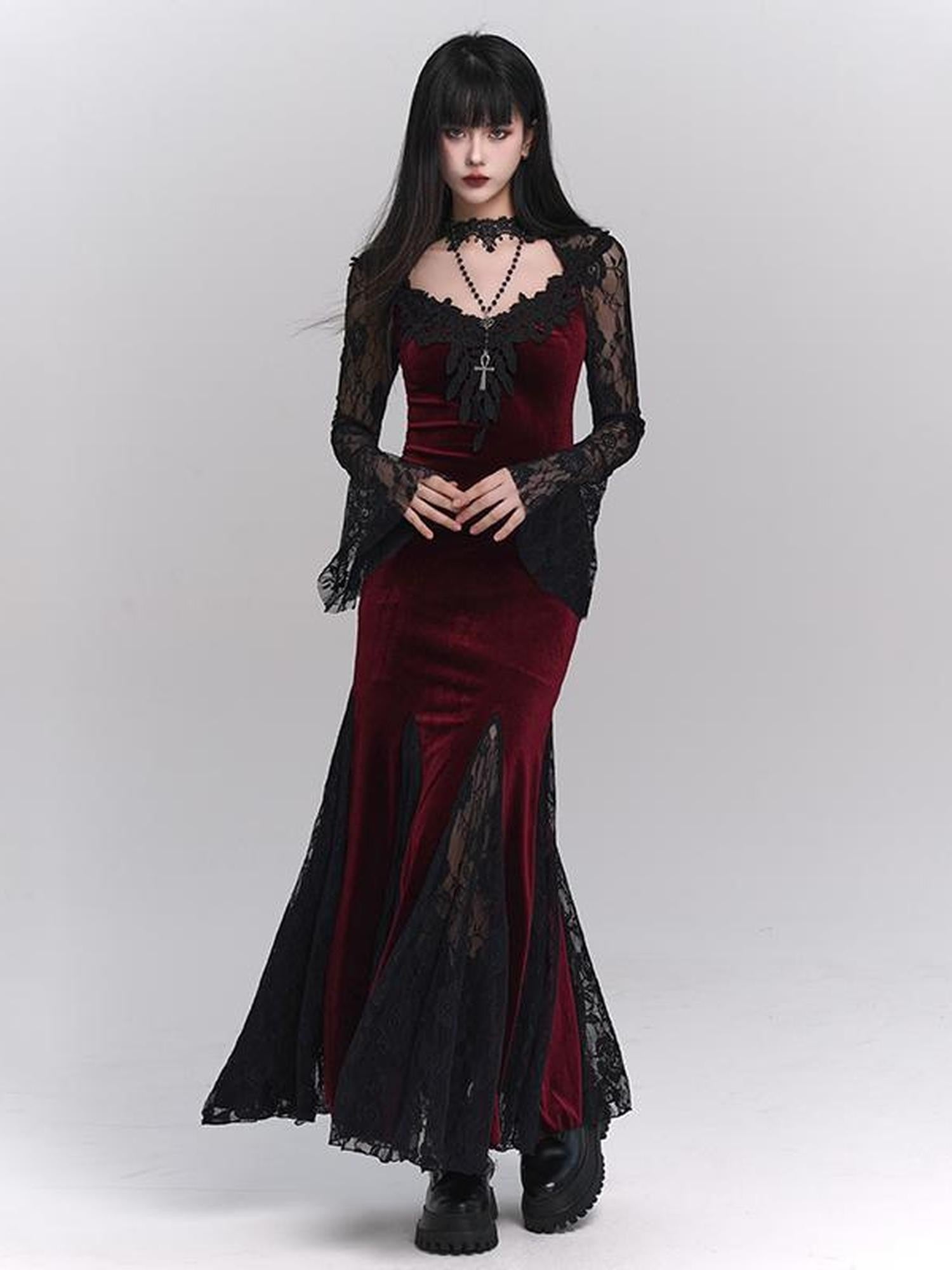 LADYGHOST Ghost Girl Dark Gothic Cross Clavicle Choker Women&