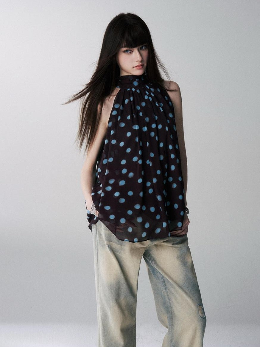 LADYGHOST Ghost Girl French Black And White Polka Dot Women&