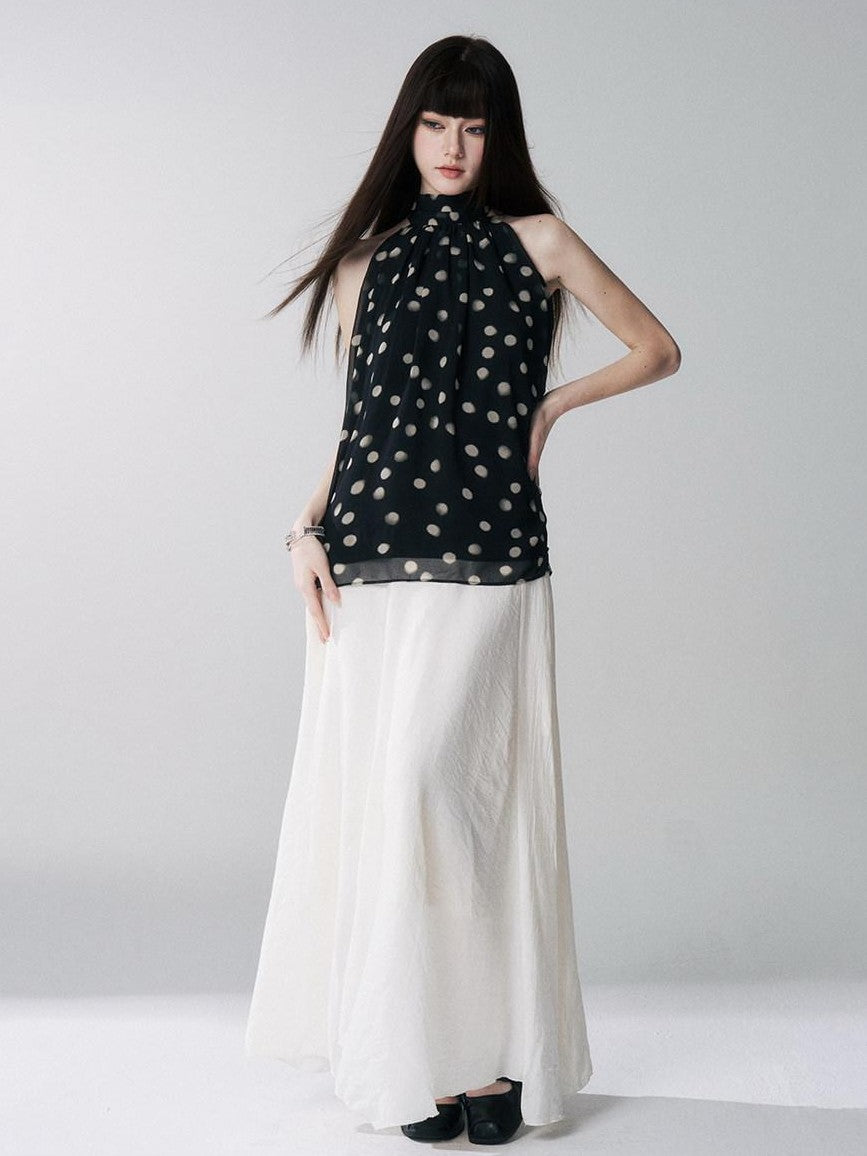 LADYGHOST Ghost Girl French Black And White Polka Dot Women&