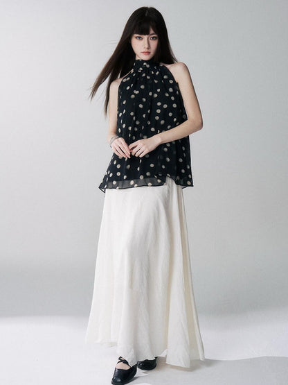 LADYGHOST Ghost Girl French Black And White Polka Dot Women&