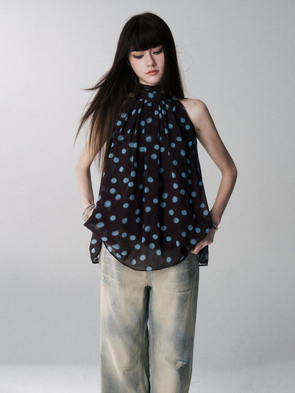 LADYGHOST Ghost Girl French Black And White Polka Dot Women&
