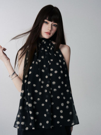 LADYGHOST Ghost Girl French Black And White Polka Dot Women&