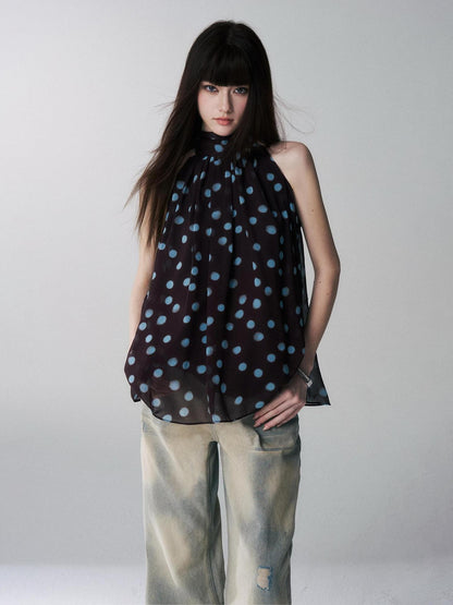 LADYGHOST Ghost Girl French Black And White Polka Dot Women&