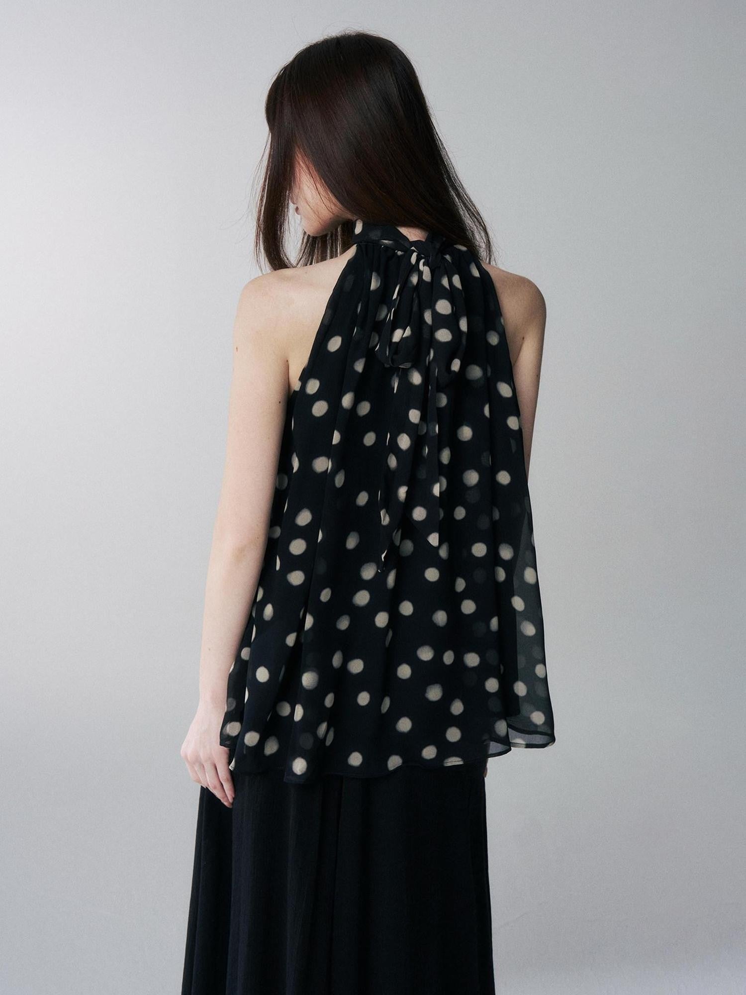 LADYGHOST Ghost Girl French Black And White Polka Dot Women&