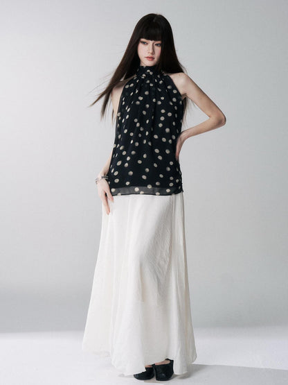 LADYGHOST Ghost Girl French Black And White Polka Dot Women&