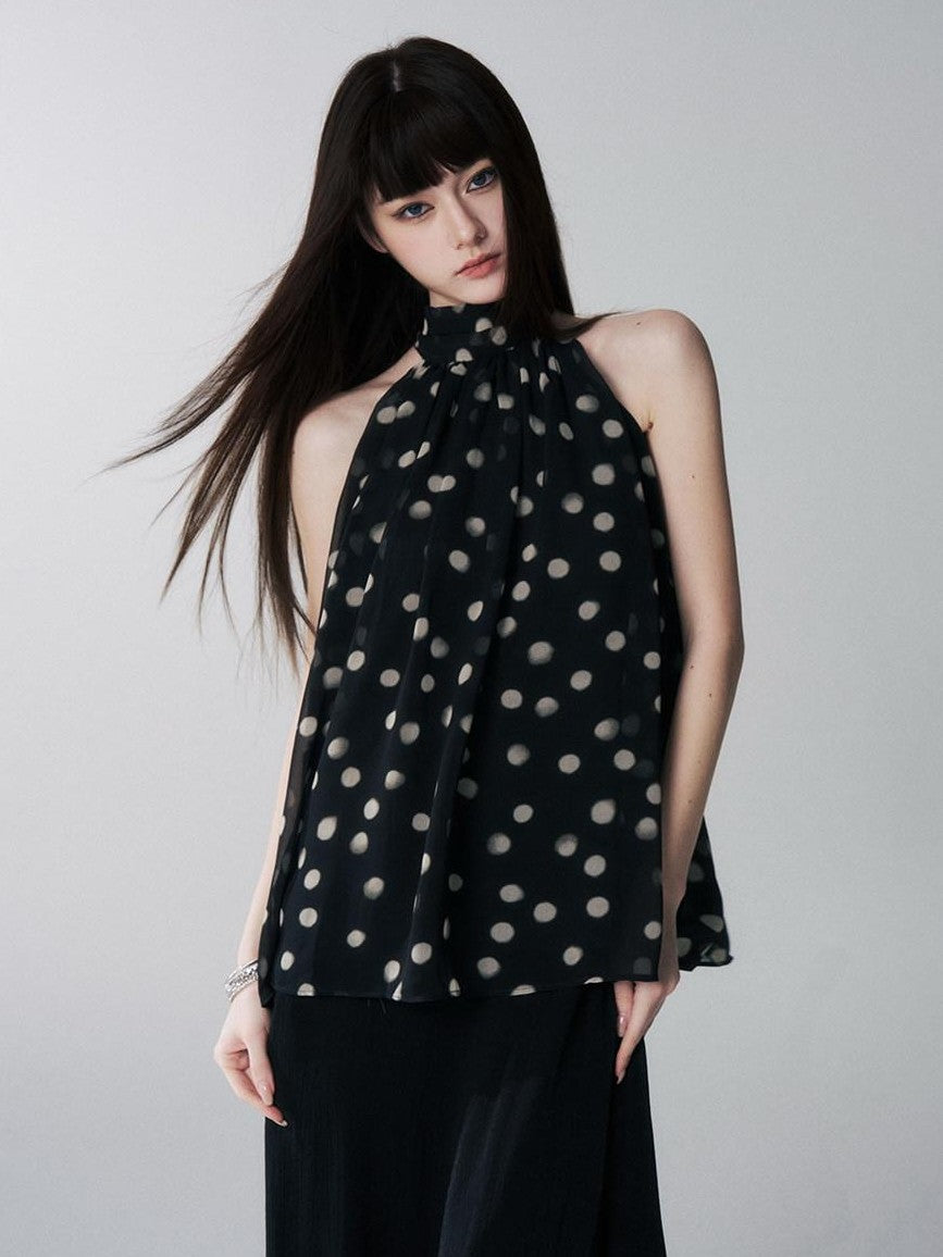 LADYGHOST Ghost Girl French Black And White Polka Dot Women&
