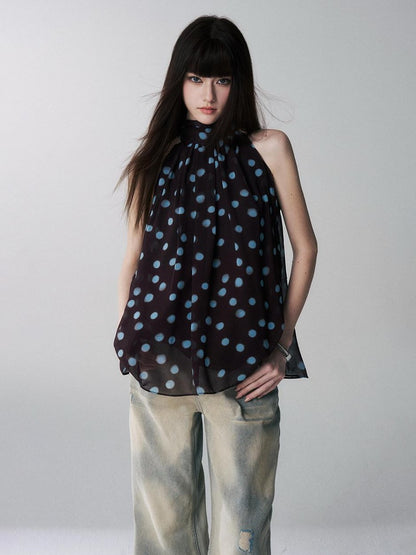 LADYGHOST Ghost Girl French Black And White Polka Dot Women&
