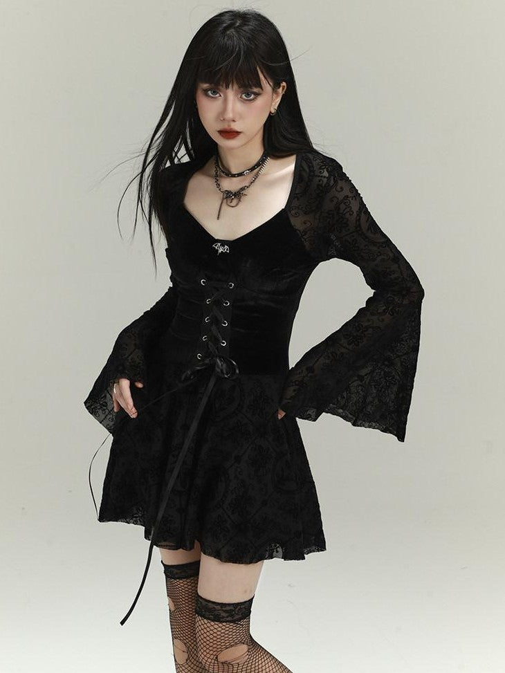 LADYGHOST Ghost Girl Gothic Bell Sleeve Women&