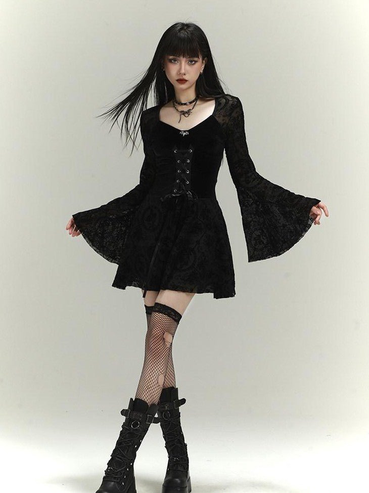 LADYGHOST Ghost Girl Gothic Bell Sleeve Women&