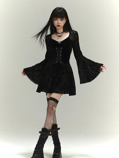 LADYGHOST Ghost Girl Gothic Bell Sleeve Women&
