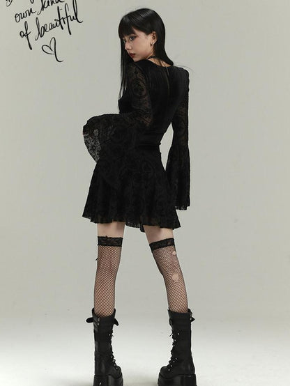 LADYGHOST Ghost Girl Gothic Bell Sleeve Women&