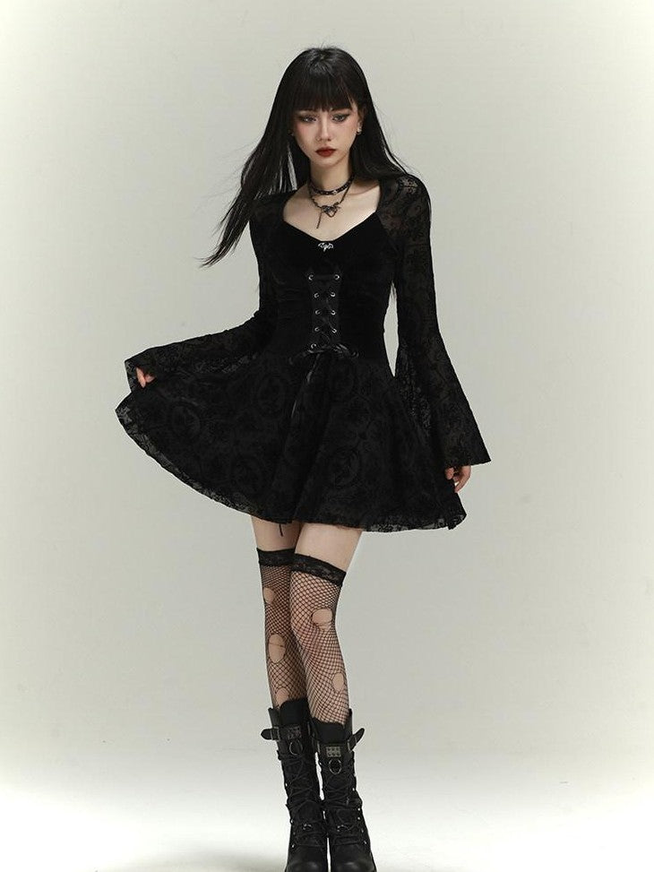 LADYGHOST Ghost Girl Gothic Bell Sleeve Women&
