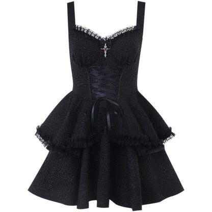 LADYGHOST_Ghost_Girl_Gothic_Black_Spaghetti_Strap_Puffed_Skirt_Women&